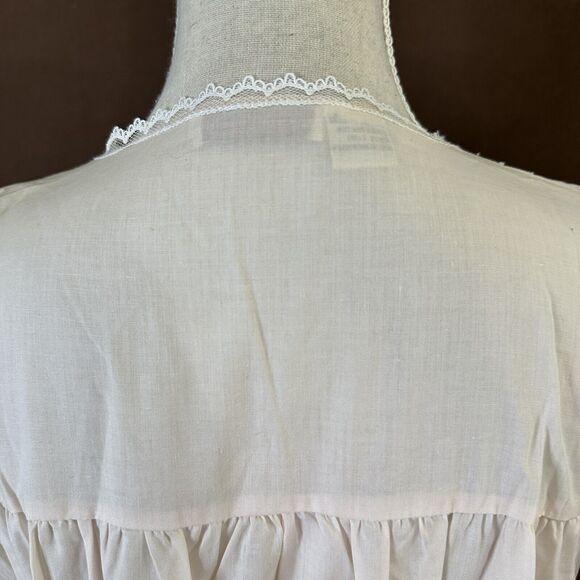 Vtg 80's Lindsey Blake Cotton Blend Pink Puffy Sleeve Lace Victorian Nightgown L - Picture 6 of 8